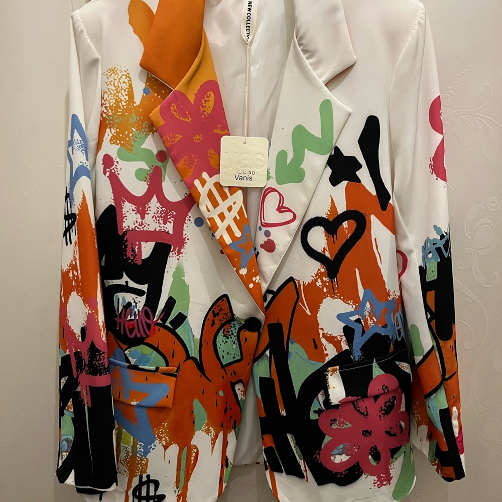 Italian Multicolor Graffiti Blazer
